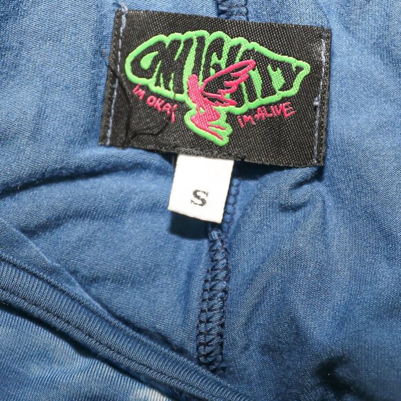 Oh Mighty Boho Chic Blue Tie Dye Cut Out High Waisted Bell‎ Bottom Pants Small - Picture 4 of 4